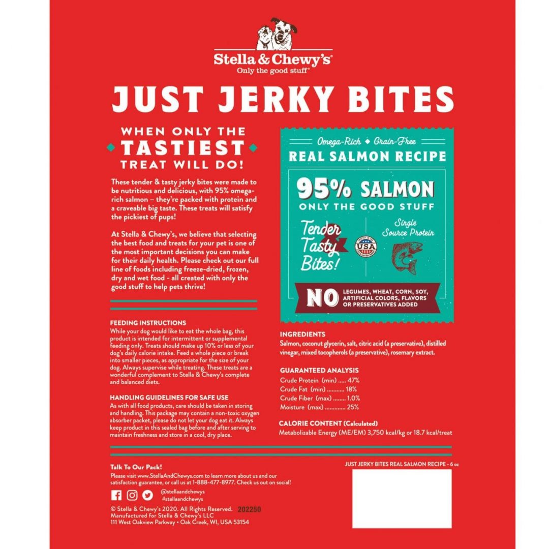 Stella & Chewy's Just Jerky Bites Real Salmon Recipe Dog Treat